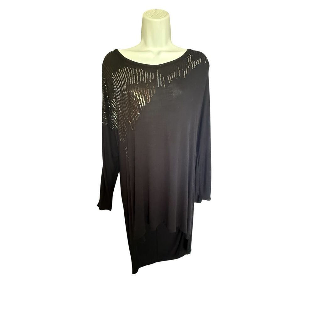 Eyeshadow Black Sequin Tunic Top Women’s 2XL Rayon